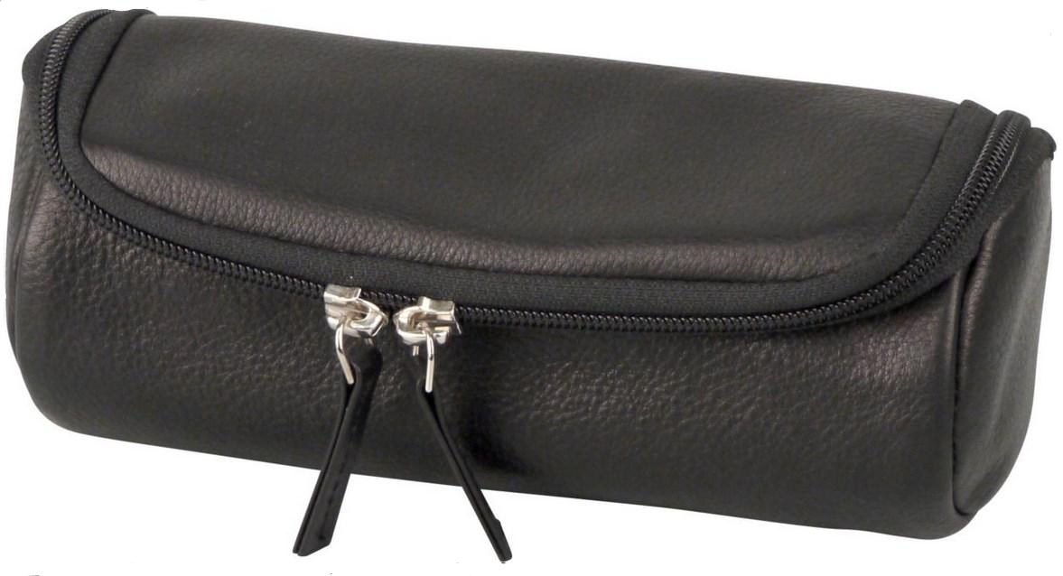 Minőségi pipa táska 2 pipa részére fekete színű, eredeti bőr